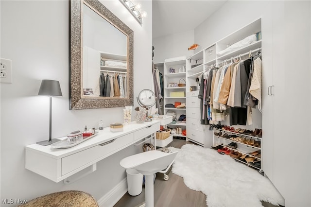spacious closet with wood finished floors