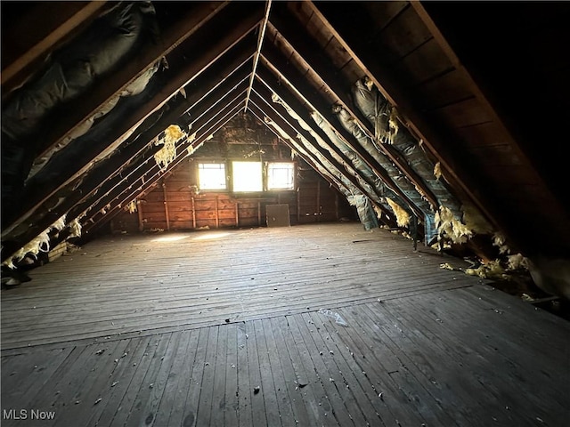view of unfinished attic