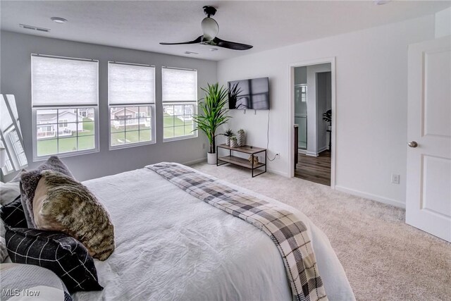 850-4 Dipper Ln, Aurora, OH 44202 - bedroom with carpet flooring, visible vents, baseboards, and a ceiling fan