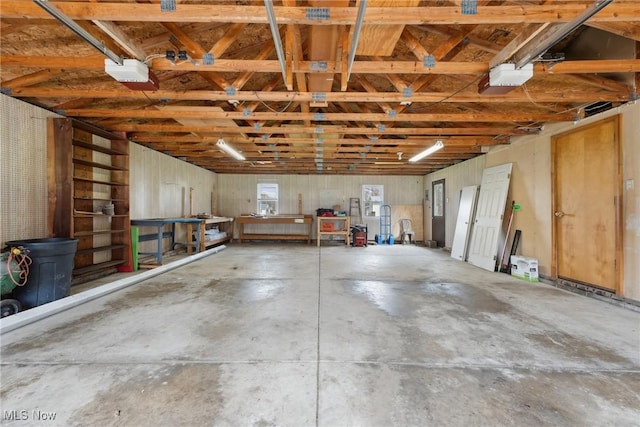 garage with a garage door opener