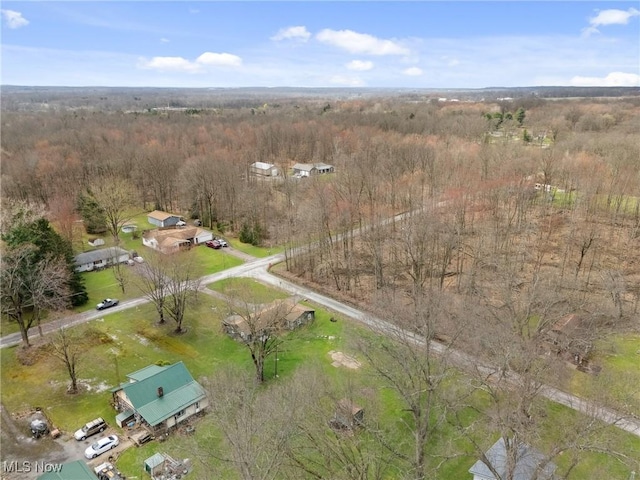 aerial view with a wooded view