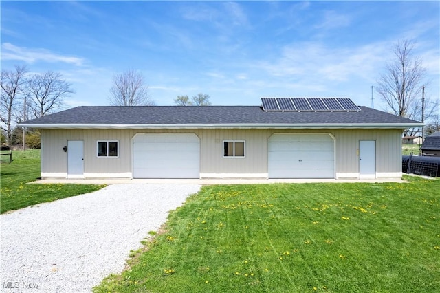 detached garage with solar panels