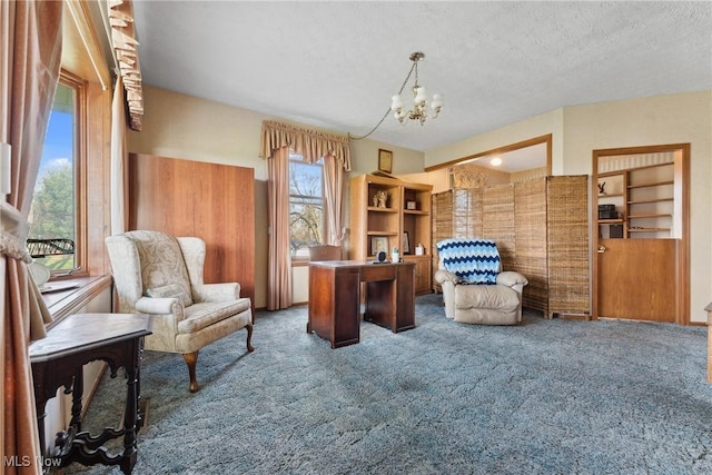5706 Kemary Ave SW, Navarre, OH 44662 - carpeted office space with an inviting chandelier and a textured ceiling