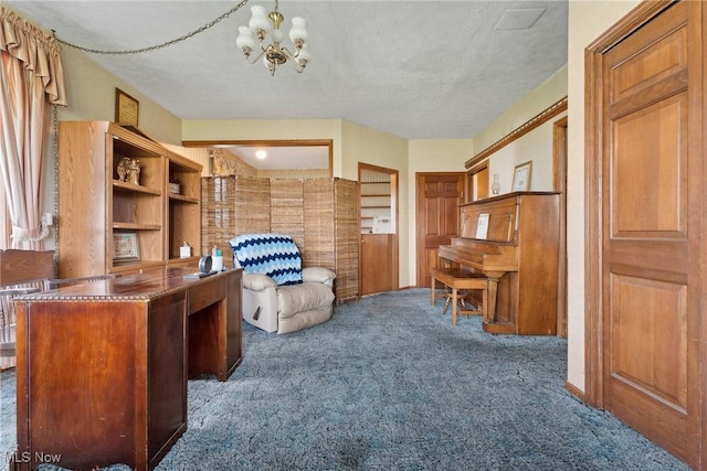 5706 Kemary Ave SW, Navarre, OH 44662 - carpeted home office featuring a notable chandelier and a textured ceiling