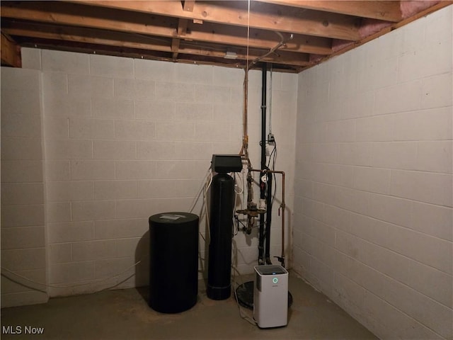 view of unfinished basement