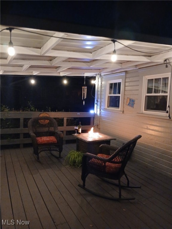 144 S Walnut St, Gnadenhutten, OH 44629 - deck at night with an outdoor fire pit