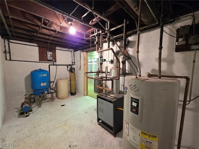 utility room with water heater