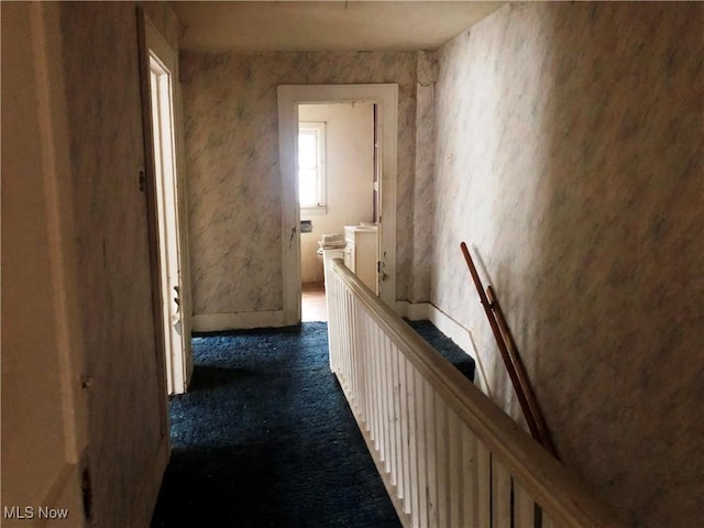 3331-33 W St, Weirton, WV 26062 - hall featuring dark colored carpet and an upstairs landing