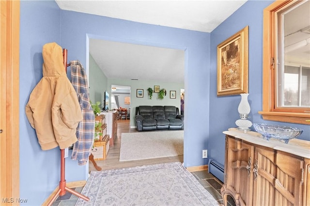 4000 S Mahoning Ave, Alliance, OH 44601 - interior space featuring baseboard heating, wood finished floors, vanity, and baseboards