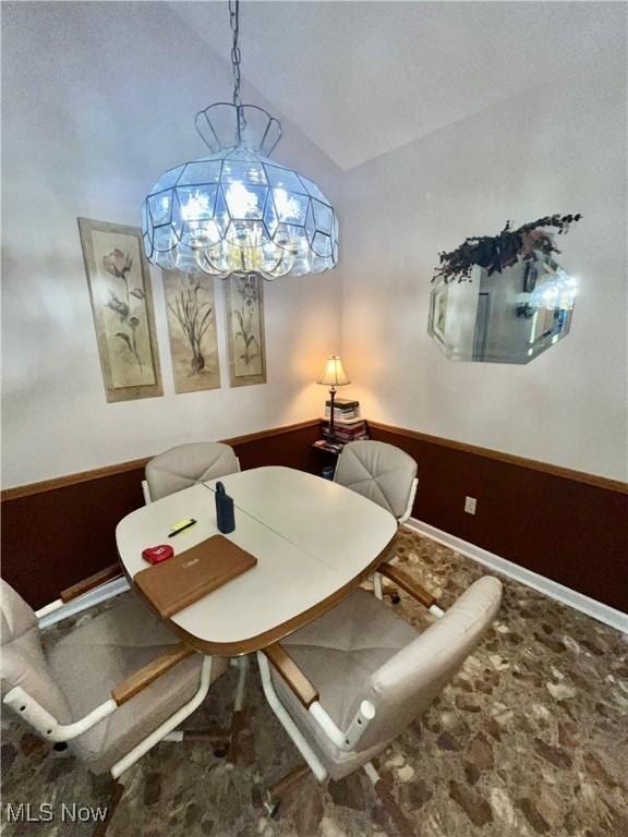 47 Woodland Chase Blvd, Niles, OH 44446 - dining room featuring a notable chandelier and lofted ceiling