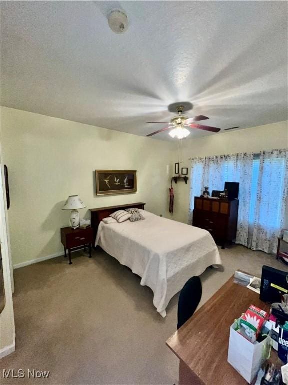 47 Woodland Chase Blvd, Niles, OH 44446 - bedroom with ceiling fan, carpet flooring, baseboards, and a textured ceiling