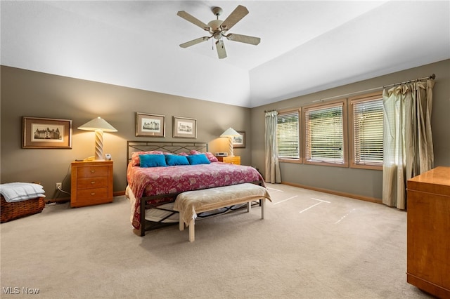 11955 Epping Trl, Chardon, OH 44024 - carpeted bedroom with vaulted ceiling, baseboards, and ceiling fan