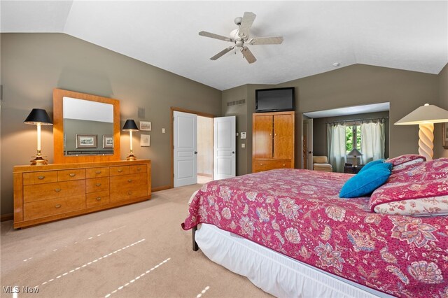 11955 Epping Trl, Chardon, OH 44024 - bedroom with lofted ceiling, carpet flooring, ceiling fan, and baseboards