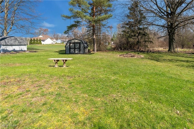 1863 Beaver Trl, Mineral Ridge, OH 44440 - view of yard featuring a storage unit and an outdoor structure
