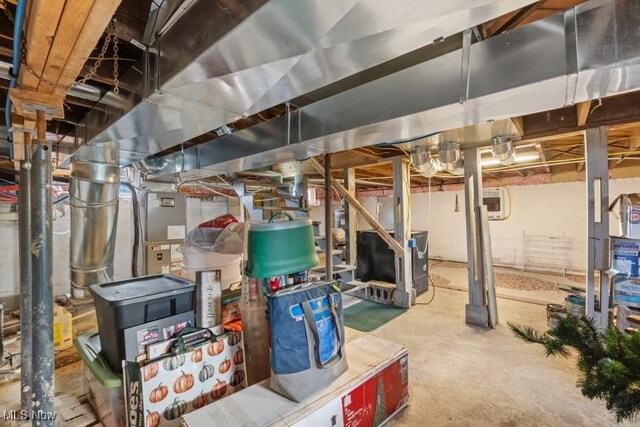 view of unfinished basement