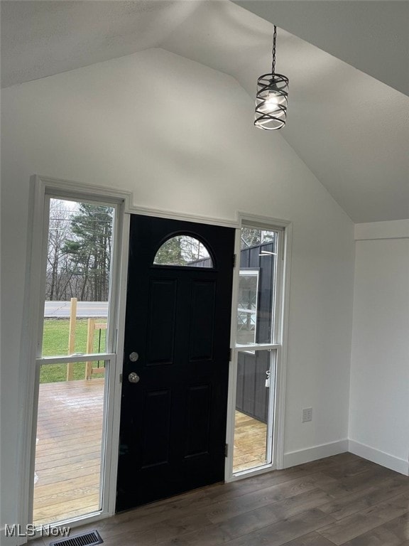 3644 Eldersville Rd, Colliers, WV 26035 - entryway featuring baseboards, wood finished floors, and lofted ceiling