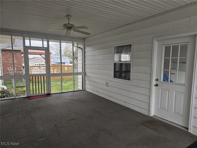 3509 11th Ave, Vienna, WV 26105 - unfurnished sunroom featuring ceiling fan