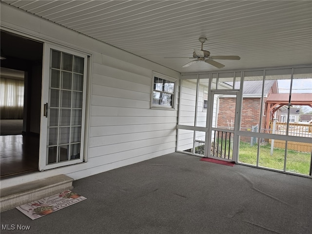 3509 11th Ave, Vienna, WV 26105 - unfurnished sunroom featuring ceiling fan