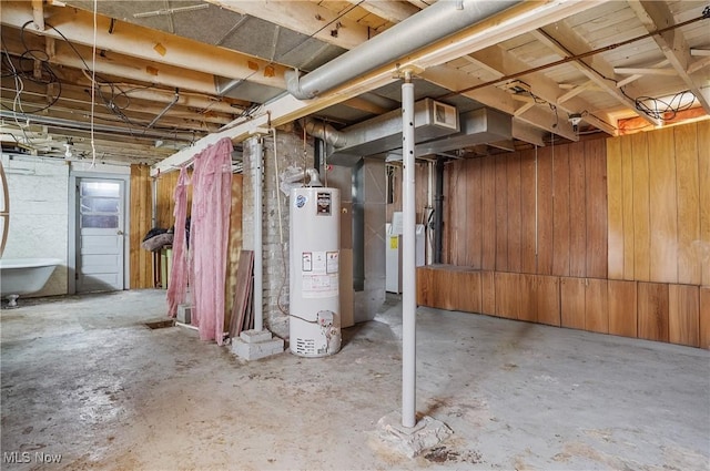 2510 E Midlothian Blvd, Youngstown, OH 44502 - unfinished basement with gas water heater and wood walls