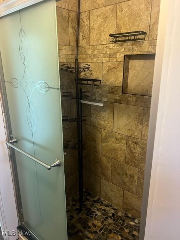 2510 E Midlothian Blvd, Youngstown, OH 44502 - bathroom featuring a stall shower and stone finish flooring