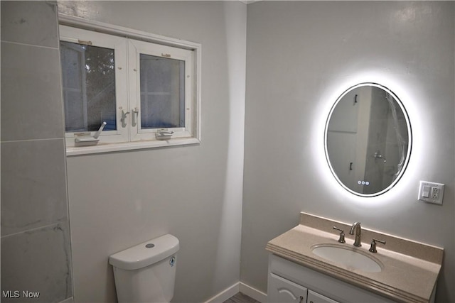 bathroom with toilet and vanity