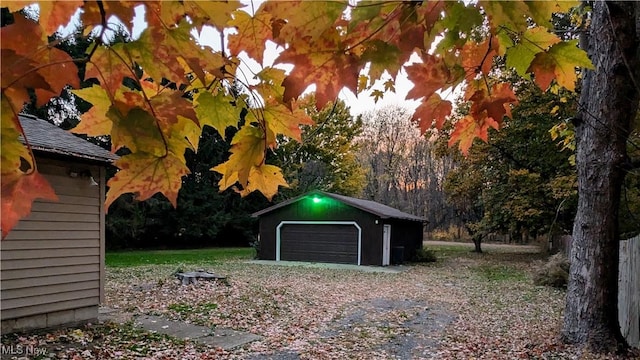 view of detached garage