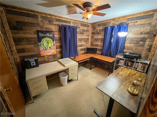 106 N Surry Rd, East Liverpool, OH 43920 - home office featuring wooden walls and a ceiling fan