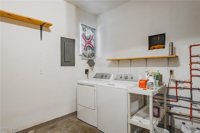 304 Conger Rd, Washington, WV 26181 - clothes washing area featuring laundry area, washing machine and clothes dryer, and electric panel