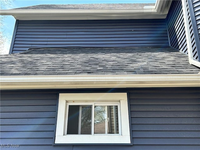 view of property exterior featuring roof with shingles