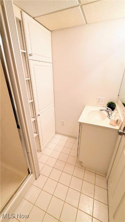 126 Vine St, Mingo Junction, OH 43938 - full bath with a shower stall, tile patterned floors, and vanity
