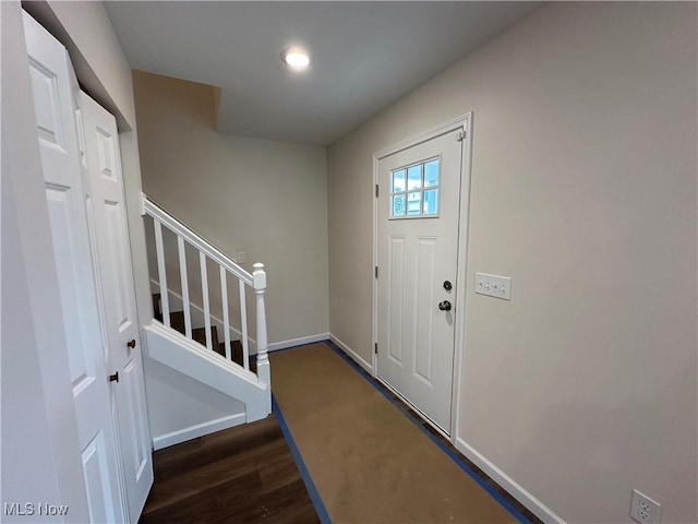 738 Mineral Springs Ave, Youngstown, OH 44511 - foyer with wood finished floors, stairs, baseboards, and recessed lighting