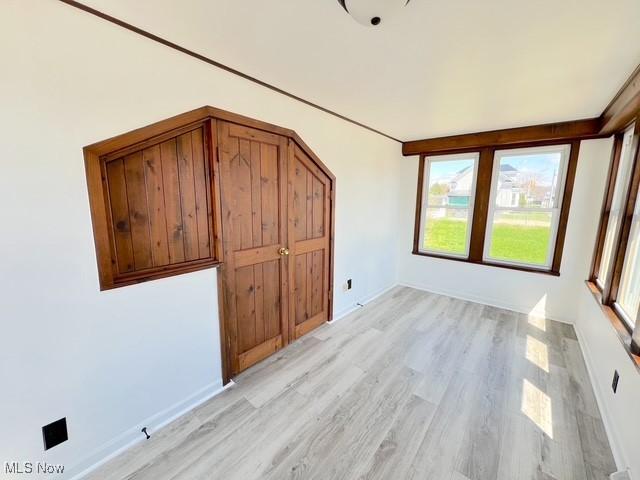 bonus room featuring light wood finished floors, baseboards, and a wealth of natural light