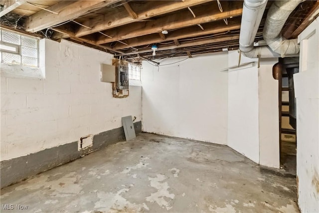 basement with electric panel