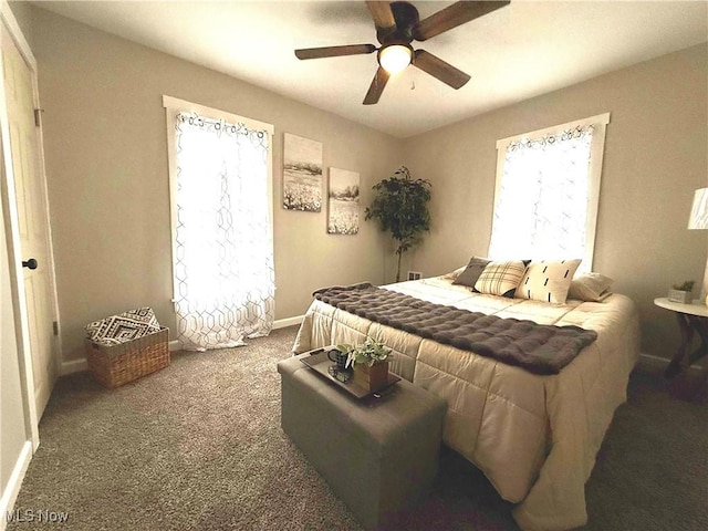 222 Smith St, Niles, OH 44446 - bedroom featuring baseboards, carpet floors, and ceiling fan