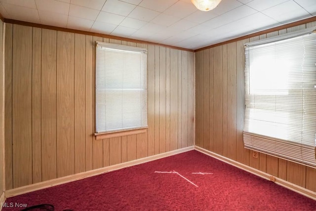 2104 Tanner Ave SW, Canton, OH 44706 - empty room featuring baseboards, dark colored carpet, and wooden walls