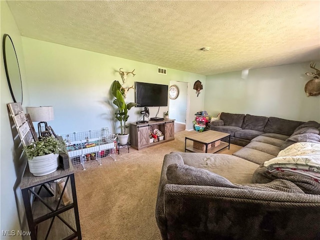 203 57th St, Vienna, WV 26105 - carpeted living room with a textured ceiling and visible vents