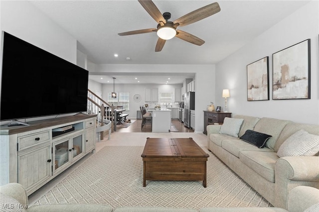 4006 N Steels Cir, Stow, OH 44224 - living room with a ceiling fan and recessed lighting