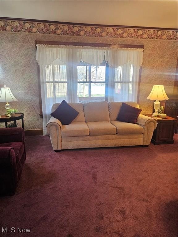 445 N 18th St, Sebring, OH 44672 - carpeted living area with wallpapered walls and a wealth of natural light