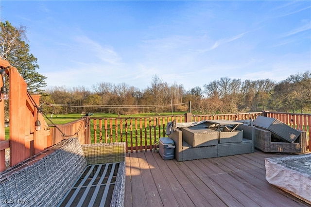 wooden deck with an outdoor hangout area