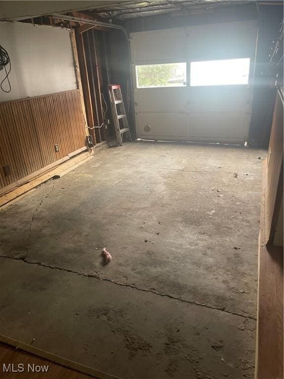 basement with a garage