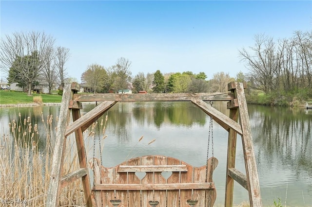 dock area featuring a water view