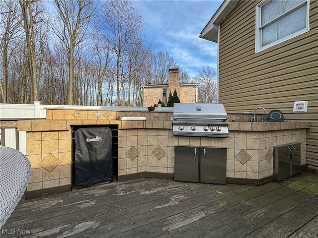 wooden deck with grilling area