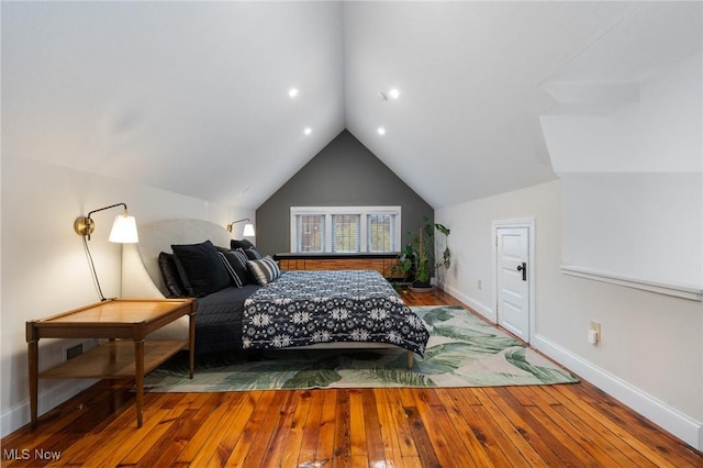 1881 W 65th St, Cleveland, OH 44102 - bedroom featuring hardwood / wood-style floors, lofted ceiling, baseboards, and recessed lighting