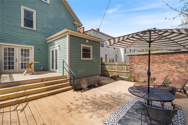 1881 W 65th St, Cleveland, OH 44102 - wooden terrace with french doors