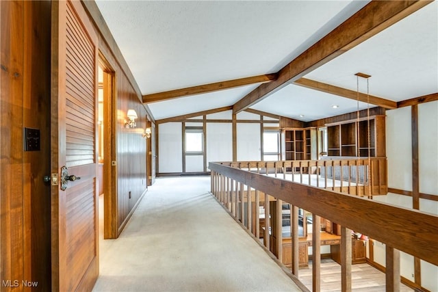 1809 Heritage Cir, Dover, OH 44622 - hallway featuring vaulted ceiling with beams