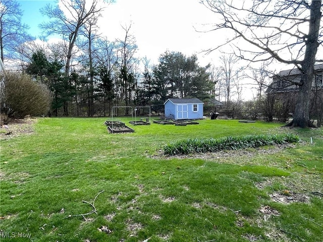 view of yard with an outbuilding and a storage unit