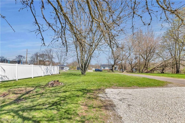 view of yard featuring fence