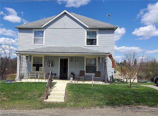 59011 Cherry Hill Rd, Byesville, OH 43723 - view of front of home featuring covered porch, a front yard, and a shingled roof