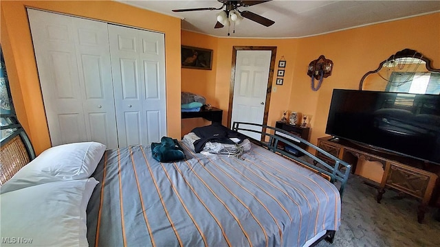 59011 Cherry Hill Rd, Byesville, OH 43723 - carpeted bedroom with a closet and ceiling fan