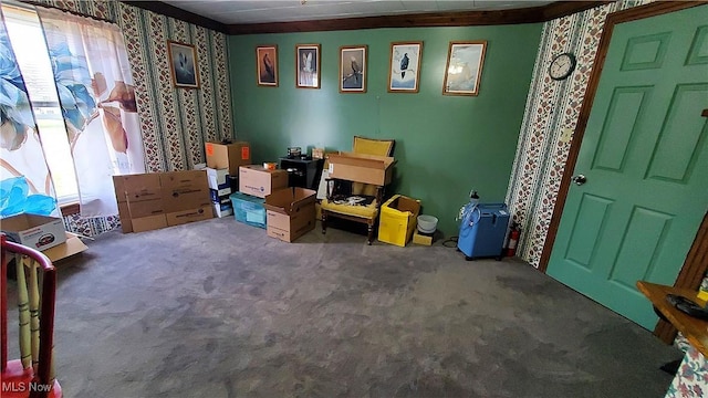 59011 Cherry Hill Rd, Byesville, OH 43723 - interior space featuring wallpapered walls and carpet floors